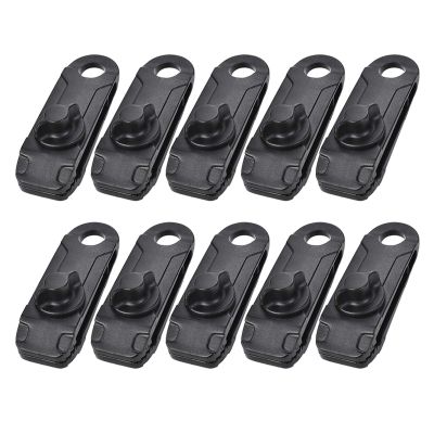10pcs/Set Outdoor Camping Hiking Tent Awning Canopy Clamp Gripper Tarp Windproof Nylon Snap Clips Tighten Tools DaJiKan (Color : Black)