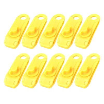 10pcs/Set Outdoor Camping Hiking Tent Awning Canopy Clamp Gripper Tarp Windproof Nylon Snap Clips Tighten Tools DaJiKan (Color : Yellow)