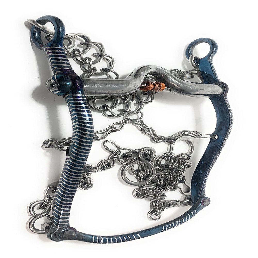 5 1/8" Charro Saddle Blue Horse Bit, Freno Charro Azul