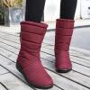 oiangi Snow Boots for Women Winter High Tube Fringed Round Toe Warm Waterproof Cloth Mid-Calf Boot Comfortable Stretch Slip-On Wedges Casual Shoes view 2