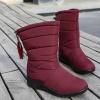 oiangi Snow Boots for Women Winter High Tube Fringed Round Toe Warm Waterproof Cloth Mid-Calf Boot Comfortable Stretch Slip-On Wedges Casual Shoes view 3