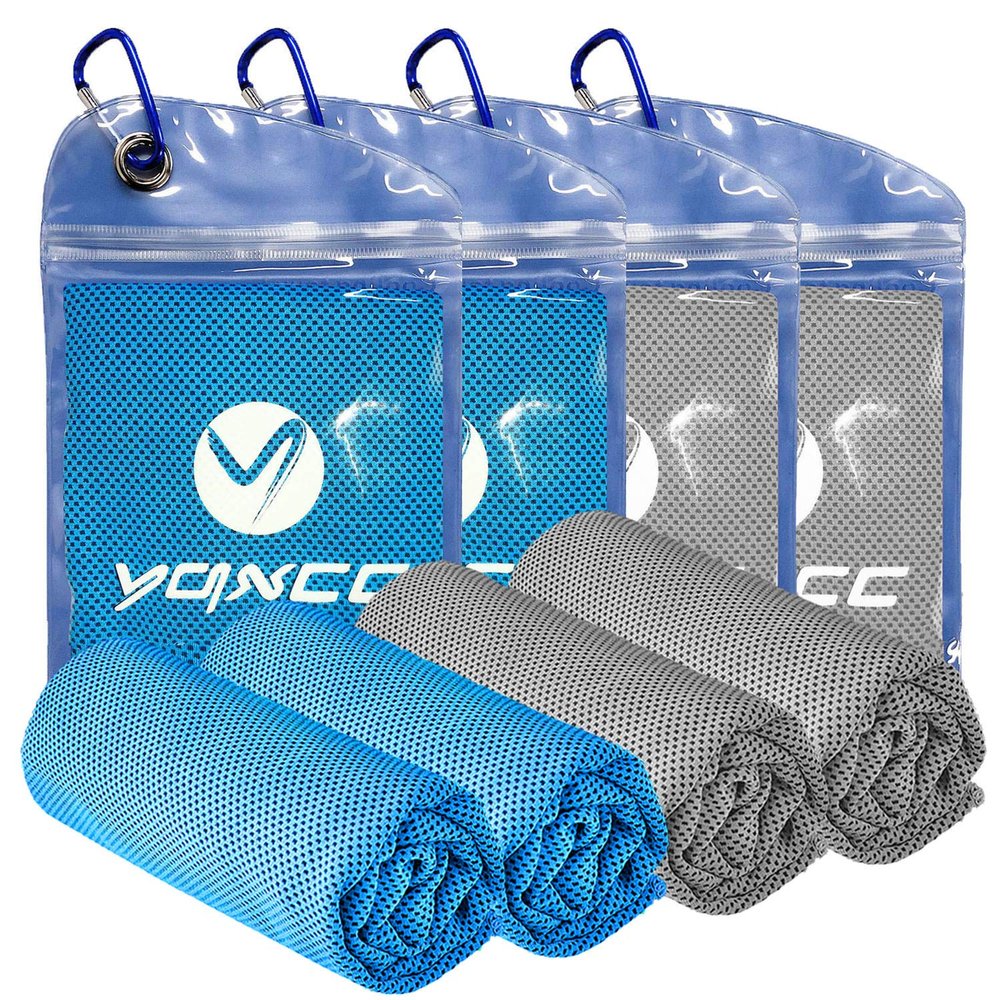 YQXCC 4 Pack Cooling Towels | 40"x12" | Cool for Neck and Face | Microfiber Soft Breathable Chilly | for Yoga, Sport, Golf, Gym, Camping, Running & More Activities