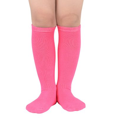 Century Star Pink Softball Socks Toddler Soccer Socks Knee High Tube Socks Three Stripes Cotton Cute Sport Stocking for Boys Girls 1 Pair Rosy Pink One Size