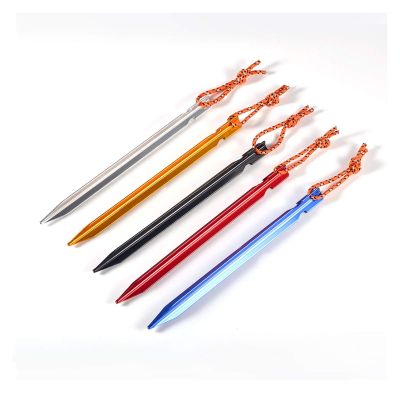 5pcs Tent Pegs 18cm Aluminum Tent Stake with Rope Outdoor Tent Nail Peg Tent Accessories Equipment DaJiKan (Color : 5pcs Gold)