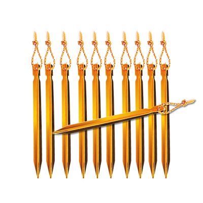 10 PCS Tent Stakes with Rope Tent Accessories Camping Equipment Outdoor Travel 18cm Tent Pegs Nail DaJiKan (Color : Gold)