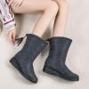 oiangi Snow Boots for Women Winter High Tube Fringed Round Toe Warm Waterproof Cloth Mid-Calf Boot Comfortable Stretch Slip-On Wedges Casual Shoes view 3