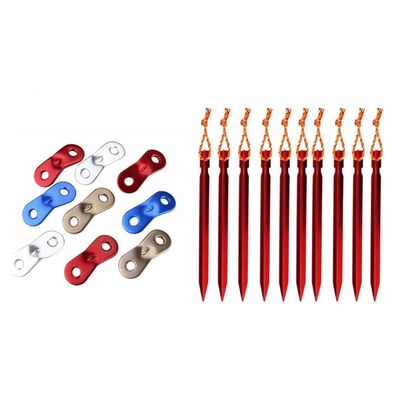 10 PCS Tent Stakes with Rope Tent Accessories Camping Equipment Outdoor Travel 18cm Tent Pegs Nail DaJiKan (Color : Buckle and Nails)