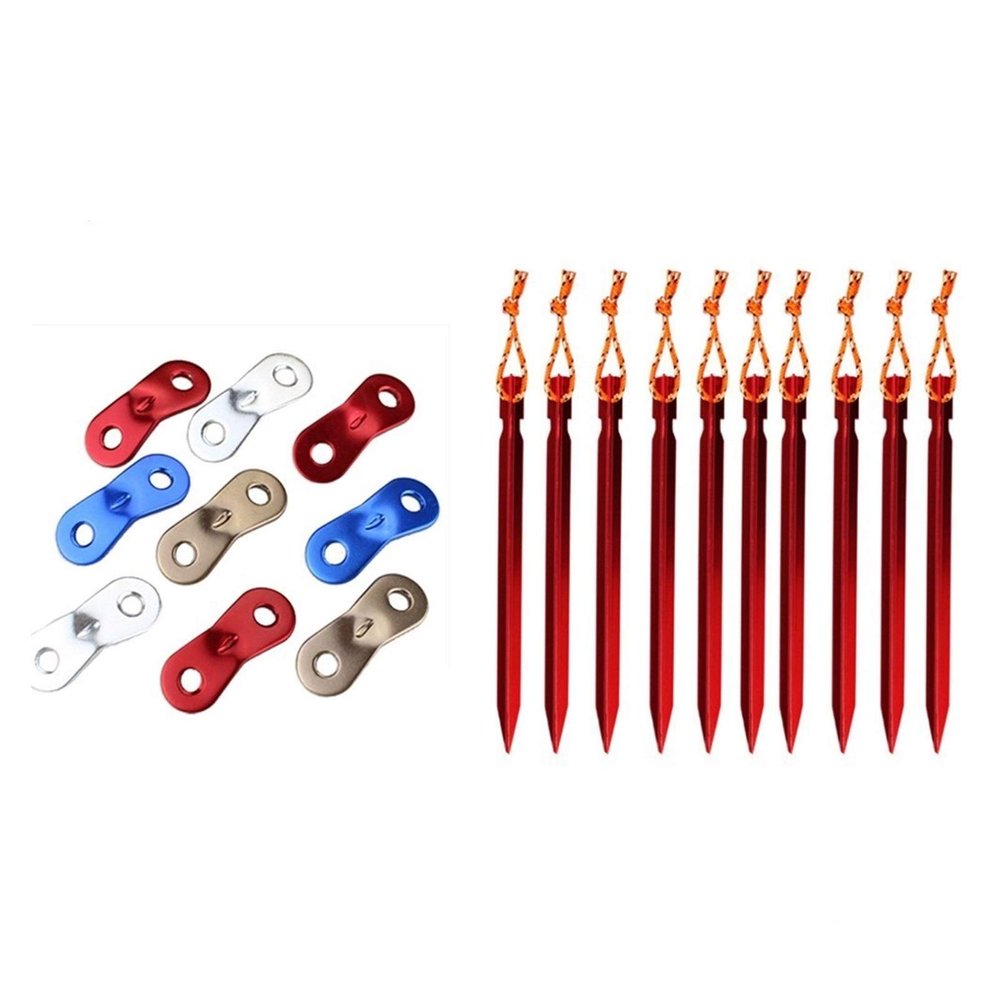 10 PCS Tent Stakes with Rope Tent Accessories Camping Equipment Outdoor Travel 18cm Tent Pegs Nail DaJiKan (Color : Buckle and Nails)
