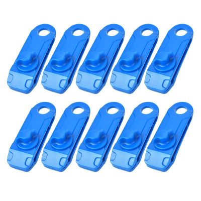 10pcs/Set Outdoor Camping Hiking Tent Awning Canopy Clamp Gripper Tarp Windproof Nylon Snap Clips Tighten Tools DaJiKan (Color : Blue)