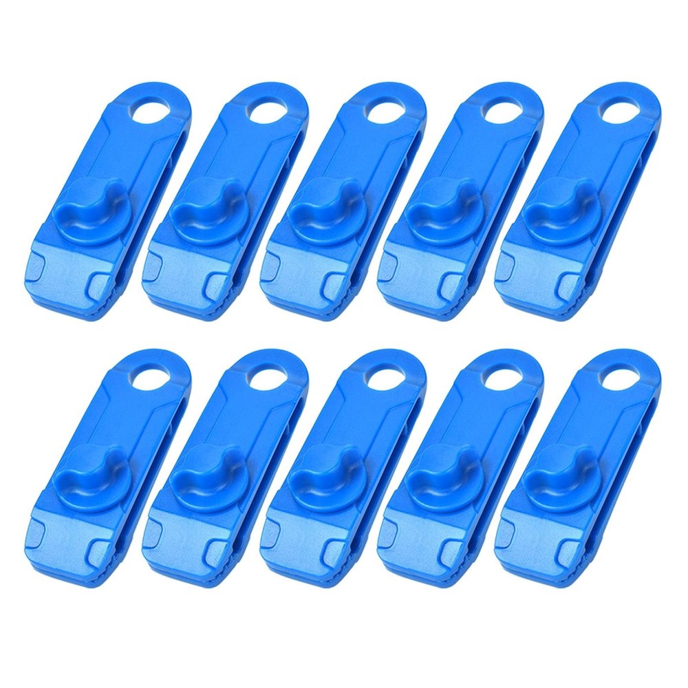 10pcs/Set Outdoor Camping Hiking Tent Awning Canopy Clamp Gripper Tarp Windproof Nylon Snap Clips Tighten Tools DaJiKan (Color : Blue)