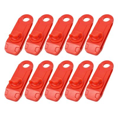 10pcs/Set Outdoor Camping Hiking Tent Awning Canopy Clamp Gripper Tarp Windproof Nylon Snap Clips Tighten Tools DaJiKan (Color : Red 1)
