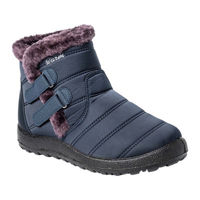 oiangi Womens Snow Boots Fashion Round Toe Keep Warm Ankle Shoes Plus Velvet Hook & Loop Flat Booties Winter Comfortable Casual Outdoor Ladies Shoes