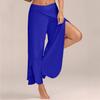 AKIWOS Split Yoga Pants Flowy Plus Size,High Slit Harem Pants Wide Leg Pants Women Casual Summer Long Loose Yoga Pants Blue X-Large view 4