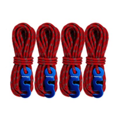 4pcs 3mm Adjustable Wind Rope High-Strength Multifunctional Reflective Outdoor Camping Alloy with S-Ring Hooks Tent Accessories DaJiKan (Color : Red 1)