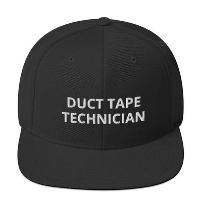 CreativeTees4You Duct Tape Technician Handyman 3D Puff Flatbrim Flat Brim Snapback Hat Black