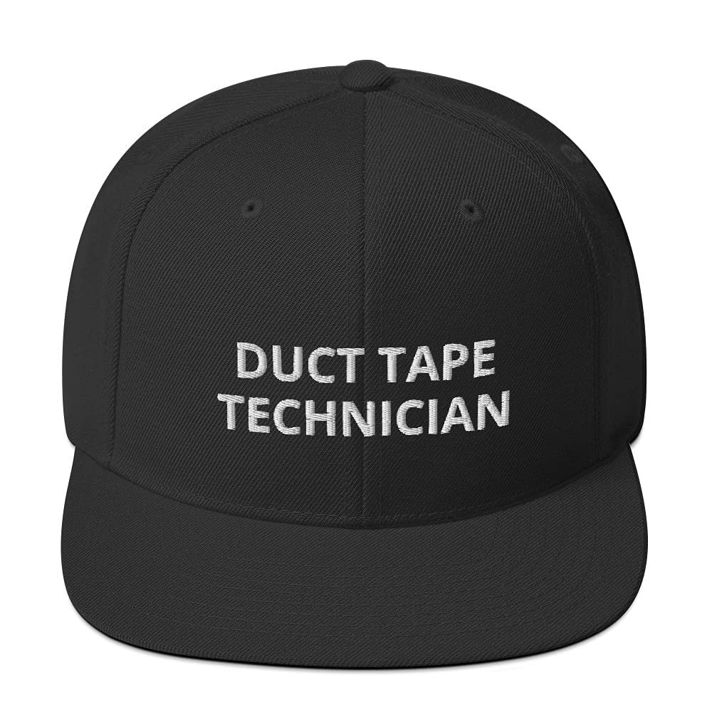 CreativeTees4You Duct Tape Technician Handyman 3D Puff Flatbrim Flat Brim Snapback Hat Black