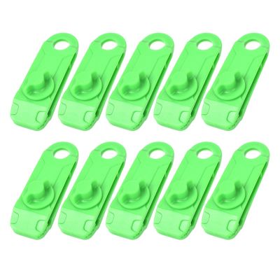 10pcs/Set Outdoor Camping Hiking Tent Awning Canopy Clamp Gripper Tarp Windproof Nylon Snap Clips Tighten Tools DaJiKan (Color : Green 1)