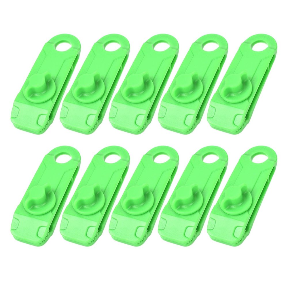 10pcs/Set Outdoor Camping Hiking Tent Awning Canopy Clamp Gripper Tarp Windproof Nylon Snap Clips Tighten Tools DaJiKan (Color : Green 1)