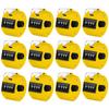 Eliamo 12 Pcs Hand Tally Counter 4-Digit Lap Counter Clicker, Manual Mechanical Handheld Pitch Click Counter with Finger Ring for School Golf & Knitting Row Croche, Yellow view 1