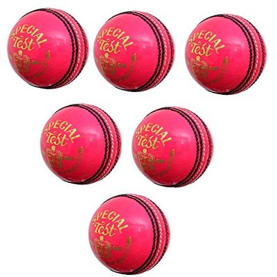 CW Pack of 12 Special Test Pink Leather 4 Cut Piece Cricket Ball in Training/Practice/Men's Sports 156 gm Ball