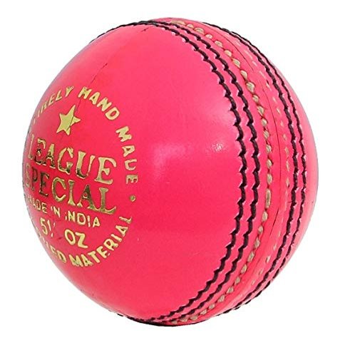 CW Pack of 12 League Special Pink Cricket Ball Leather Entirely Hand Stitched,5.5oz