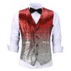 HSLS Men's Suit Vest Sequin Gradient Color Evening Party Waistcoat Fashion(3X-Large, Red-Silver) view 1