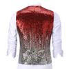 HSLS Men's Suit Vest Sequin Gradient Color Evening Party Waistcoat Fashion(3X-Large, Red-Silver) view 2