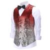 HSLS Men's Suit Vest Sequin Gradient Color Evening Party Waistcoat Fashion(3X-Large, Red-Silver) view 3