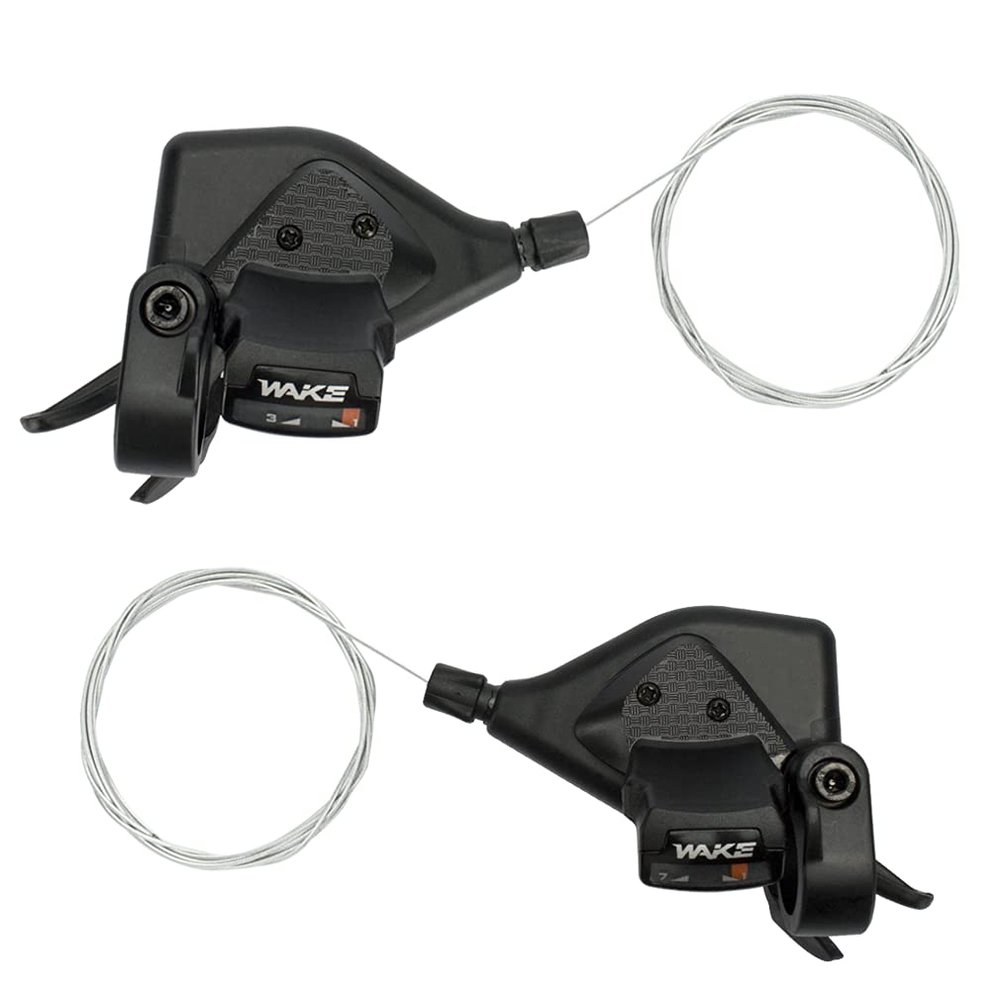 CYSKY Bike Shifter Levers 1 Pair 3x7 21 Speed Gear Shifter Mountain Bicycle Derailleur with Gear Indicator Right and Left Thumb Shift Levers Combo