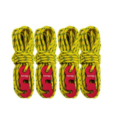 4pcs 3mm Adjustable Wind Rope High-Strength Multifunctional Reflective Outdoor Camping Alloy with S-Ring Hooks Tent Accessories DaJiKan (Color : Yellow)