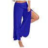 Split Yoga Pants Flowy Plus Size,High Slit Harem Pants Wide Leg Pants Women Casual Summer Long Loose Yoga Pants Blue view 1