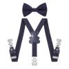 Kajeer Suspenders for Boys with Bow Tie, Elastic Adjustable Y Back with Bow Tie Set (Navy Blue, L-85CM) view 1