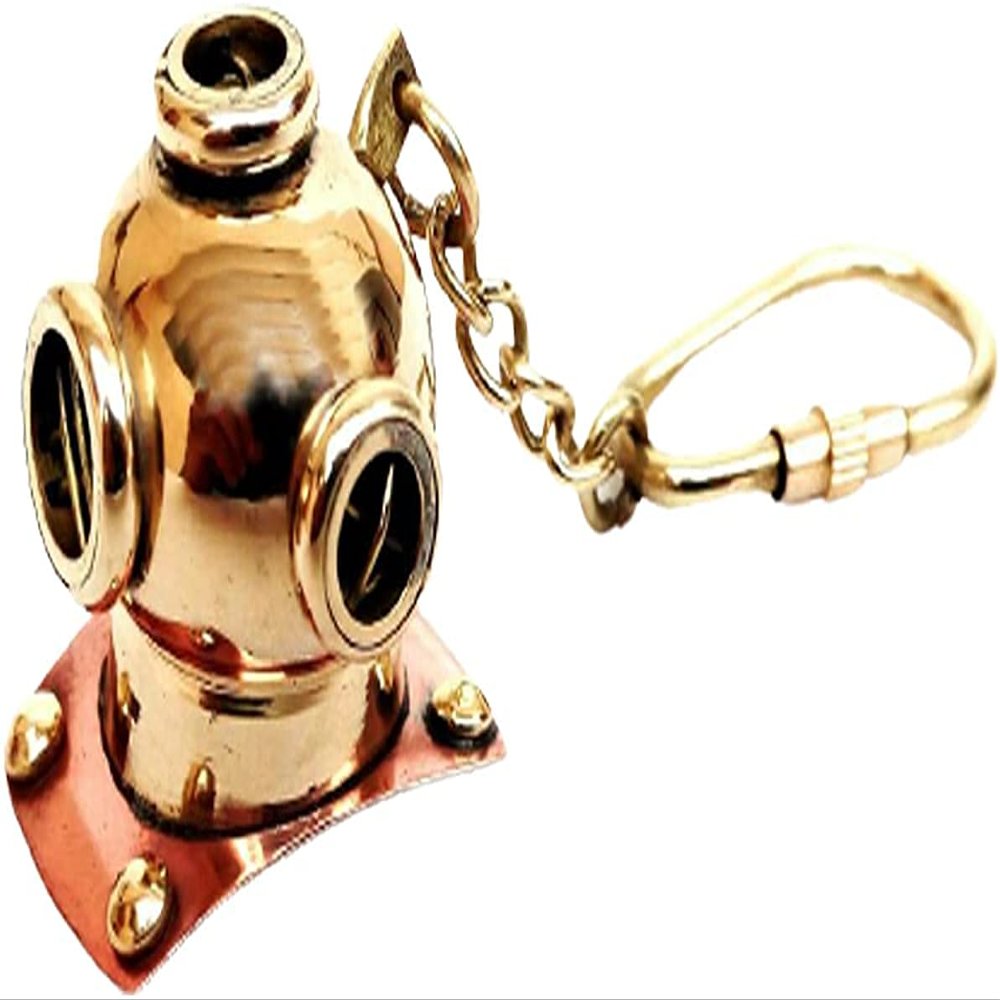 ARTIZANSTORE Divers Helmet Key Ring Solid Brass Diving Helmet Key Chain Gift