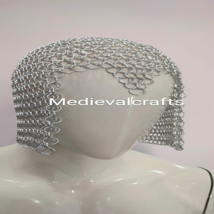 MEDIEVALCRAFTS Aluminium Hood Chainmail Coif Chain Mail Medieval Reenacment Armor SCA LARP Hood Coif Chainmail Coif