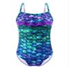 Kaerm Kids Girls One Piece Ruffled Rash Guard Monokini Swimwear Cartoon Swimming Camisole Bodysuit Purple&Green Fish Scales 12 Years view 1