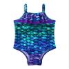 Kaerm Kids Girls One Piece Ruffled Rash Guard Monokini Swimwear Cartoon Swimming Camisole Bodysuit Purple&Green Fish Scales 12 Years view 3