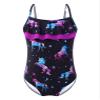 Kaerm Kids Girls One Piece Ruffled Rash Guard Monokini Swimwear Cartoon Swimming Camisole Bodysuit Black Horse 6 Years view 1