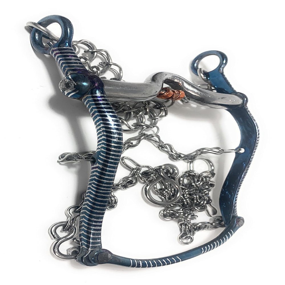 5" Charro Saddle Mexican Blue Horse Bit, Freno Azul para Caballo