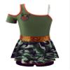 FEESHOW 2PCS Girls Camouflage T-shirt with Shorts Tankini Set for Sports Gym Leotard Yoga Dancewear Swimwear Army Green 6 Years view 1