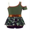 FEESHOW 2PCS Girls Camouflage T-shirt with Shorts Tankini Set for Sports Gym Leotard Yoga Dancewear Swimwear Army Green 6 Years view 2