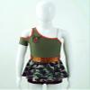FEESHOW 2PCS Girls Camouflage T-shirt with Shorts Tankini Set for Sports Gym Leotard Yoga Dancewear Swimwear Army Green 6 Years view 3