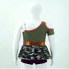 FEESHOW 2PCS Girls Camouflage T-shirt with Shorts Tankini Set for Sports Gym Leotard Yoga Dancewear Swimwear Army Green 6 Years view 4