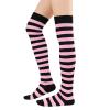 Thigh High Socks for Women Leg Warmers Rainbow Socks Casual Over Knee Socks Striped Stockings Cosplay 1 Pack Pink Black view 2