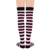 Thigh High Socks for Women Leg Warmers Rainbow Socks Casual Over Knee Socks Striped Stockings Cosplay 1 Pack Pink Black view 3