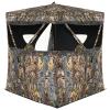 GYMAX Hunting Blind, 3 Person Pop Up See Through Silent Sliding Ground Blind with Carrying Bag, Camouflage Waterproof Deer Hunting Blind Tent view 1