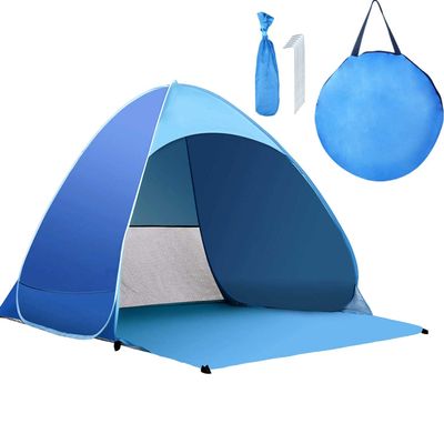 Pop Up Beach Tent for 2-3 Person UPF 50+ UV Sun Protection Beach Shade Tent Pop Up Sun Shelter with Carry Bag and Stakes for Beach, Park, Camping (Large)