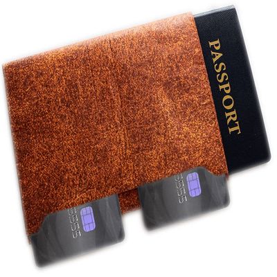 Passport Wallet Ultra Slim Minimalist RFID Blocking thin lightweight Tyvek (Brown Leather)