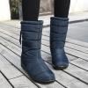 oiangi Snow Boots for Women Winter High Tube Fringed Round Toe Warm Waterproof Cloth Mid-Calf Boot Comfortable Stretch Slip-On Wedges Casual Shoes view 2