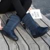 oiangi Snow Boots for Women Winter High Tube Fringed Round Toe Warm Waterproof Cloth Mid-Calf Boot Comfortable Stretch Slip-On Wedges Casual Shoes view 3