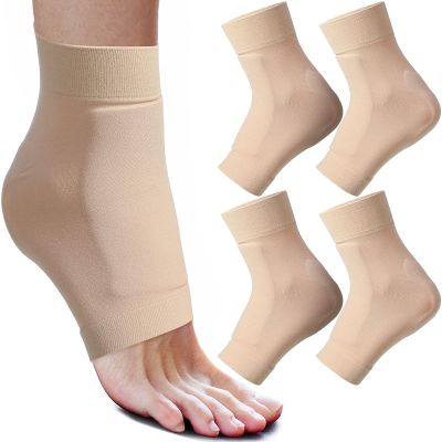 Nuanchu 2 Pairs Padded Skate Socks Ice Skating Protection Socks Lace Bite Gel Pads Ankle Malleolar Sleeves Protection Guards for Front Foot Shin Achilles Tendon Heel (Nude,Lace Bite)